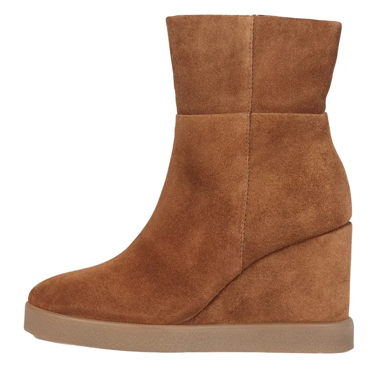 Geox Womens/Ladies D Eildea B Patent Leather Wedge Ankle Boots - Dark Camel - 1