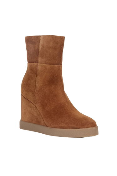 Geox Womens/Ladies D Eildea B Patent Leather Wedge Ankle Boots - Dark Camel