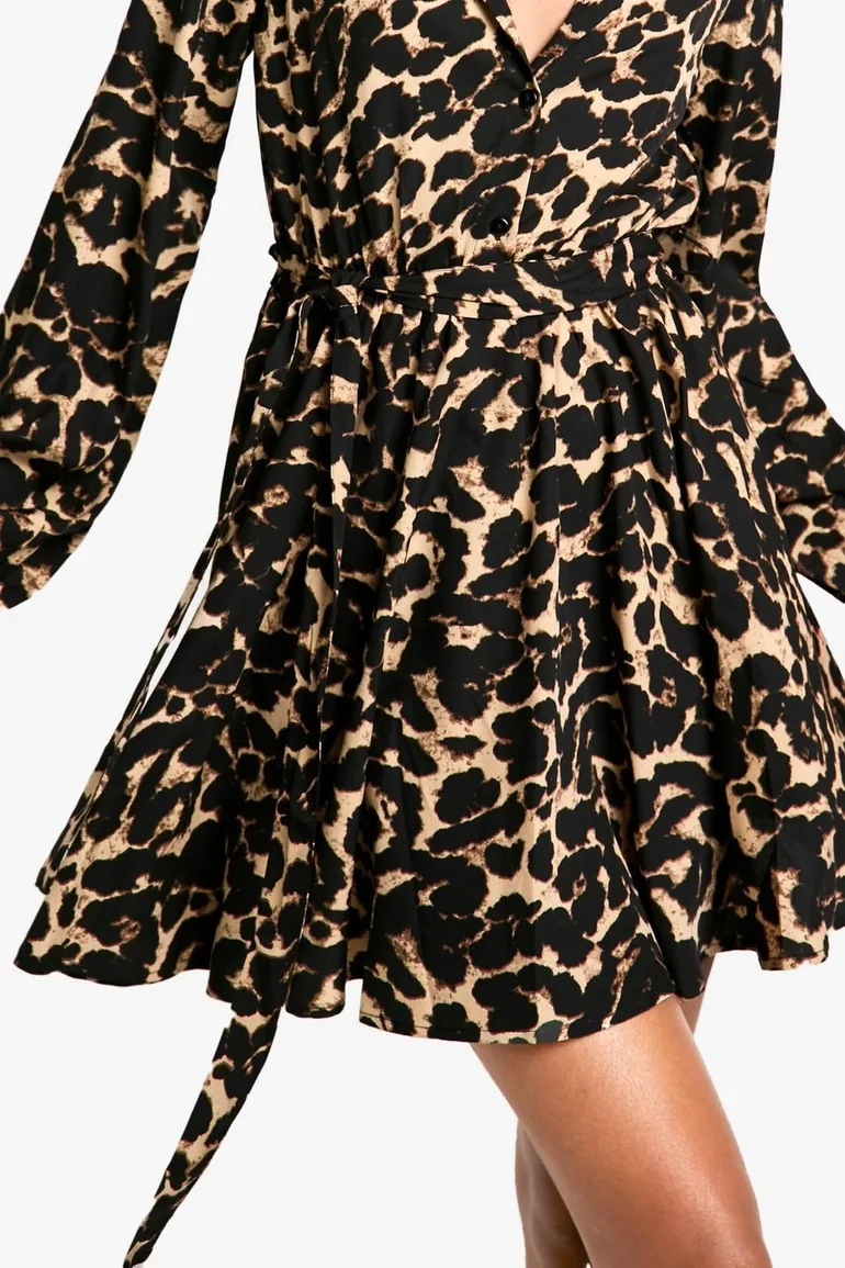 Tall Leopard Print Skater Shirt Dress - 3