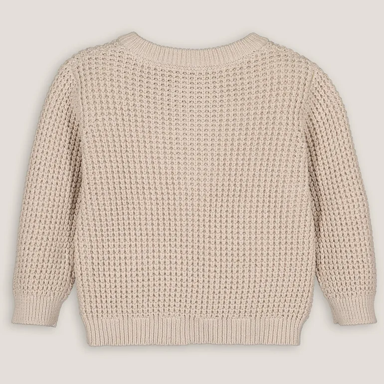 Cotton Grandad Collar Jumper/Sweater in Fine Detailed Knit - 2