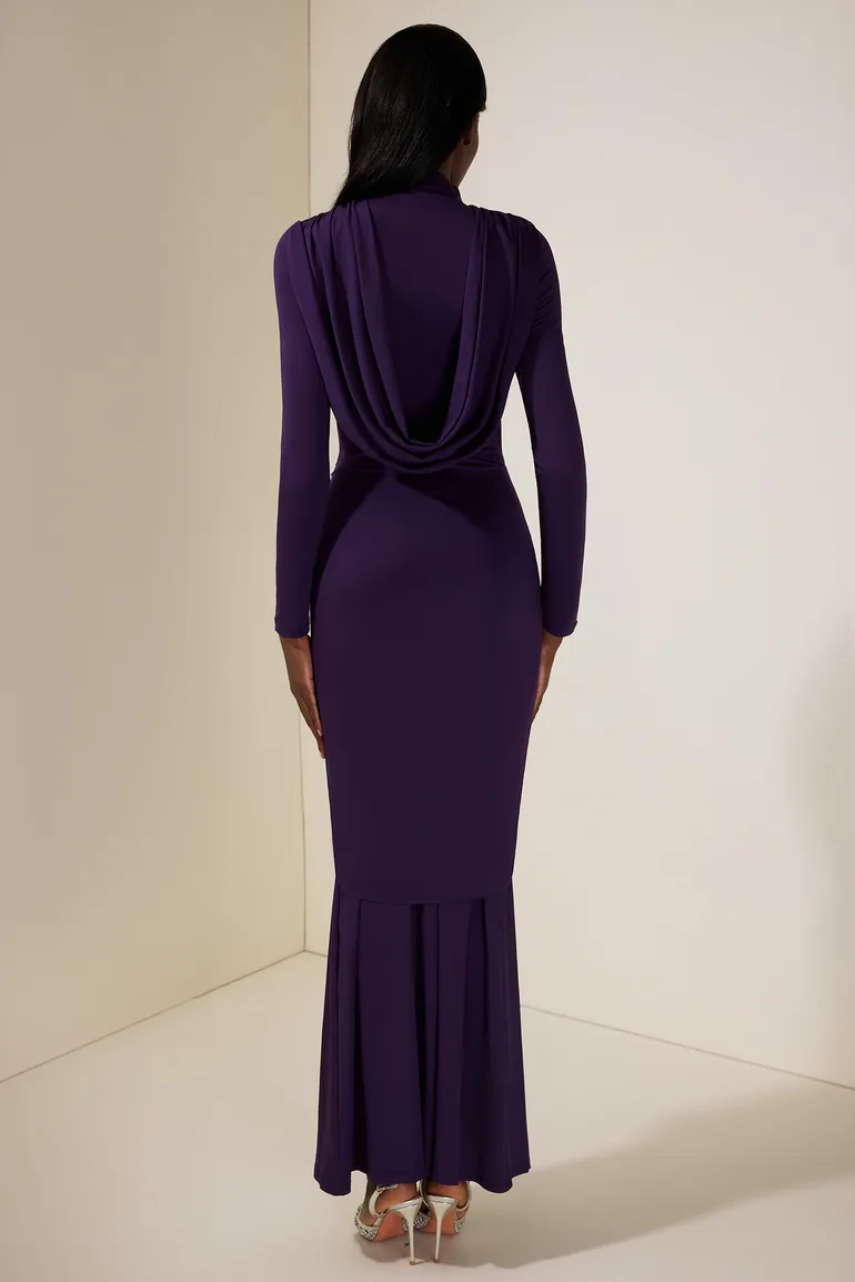 purple jersey maxi dress April Drop Waist Jersey Maxi Dress Purple / S: 2-4 at Rebdolls