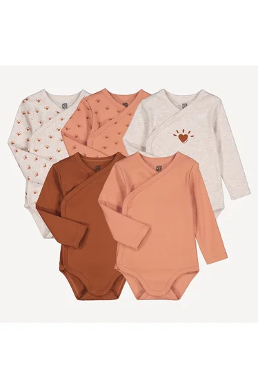 Pack of 5 Newborn Bodysuits with Long Sleeves