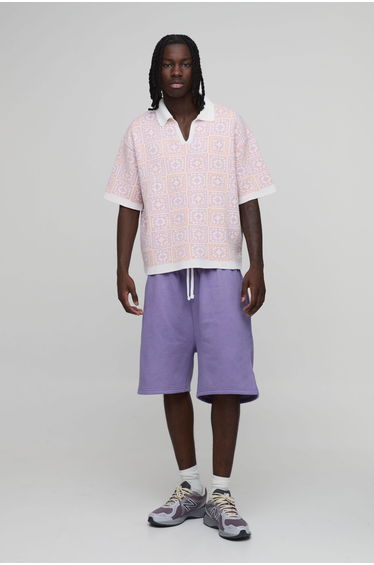Essential Washed Oversized Drop Crotch Short - washed purple