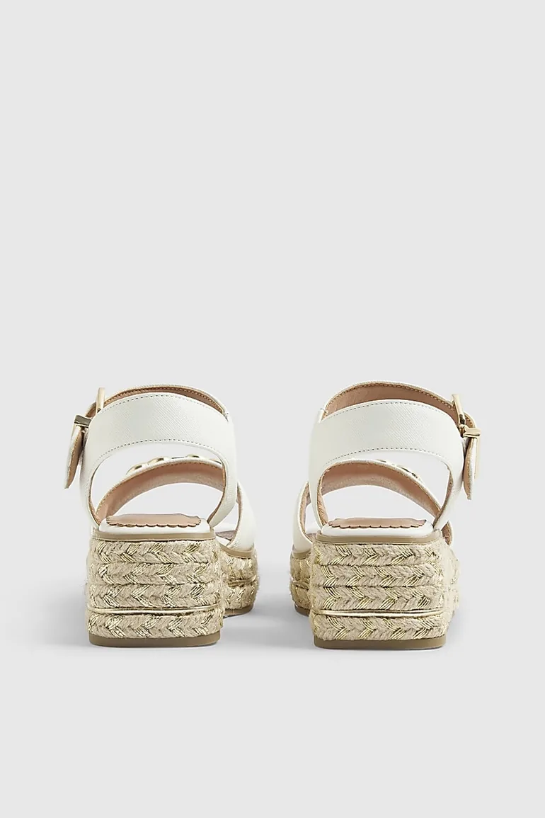 Girls White Heart Snaffle Wedge Sandals - 1