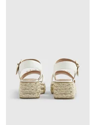 Girls White Heart Snaffle Wedge Sandals - 1