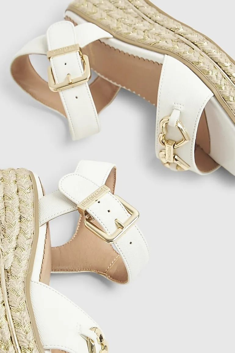 Girls White Heart Snaffle Wedge Sandals - 3