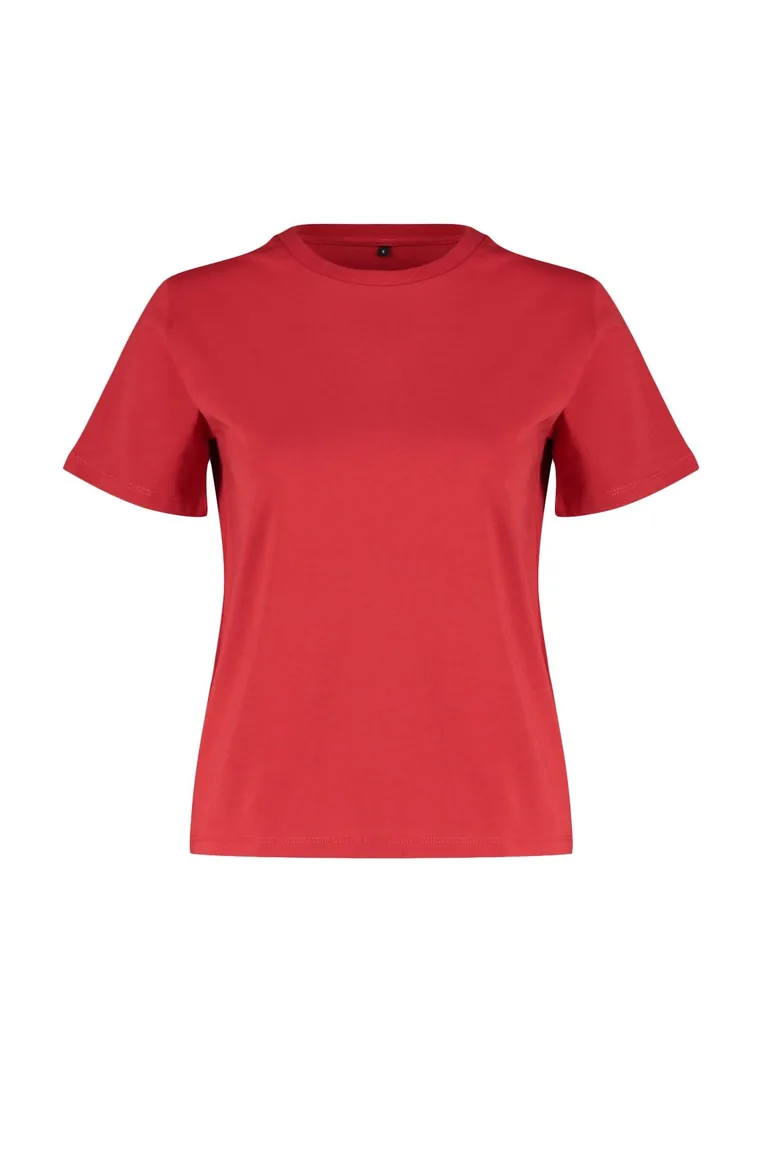 Red 100% Cotton Basic Crew Neck Knitted T-Shirt - 6