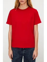 Red 100% Cotton Basic Crew Neck Knitted T-Shirt - 3