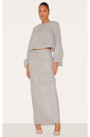 Charcoal Grey Heavy Brushed Maxi Skirt