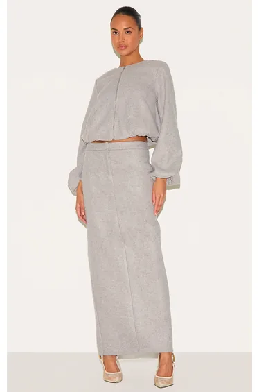 Charcoal Grey Heavy Brushed Maxi Skirt