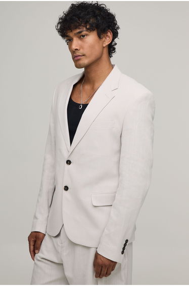 Linen Look Relaxed Fit Blazer - stone