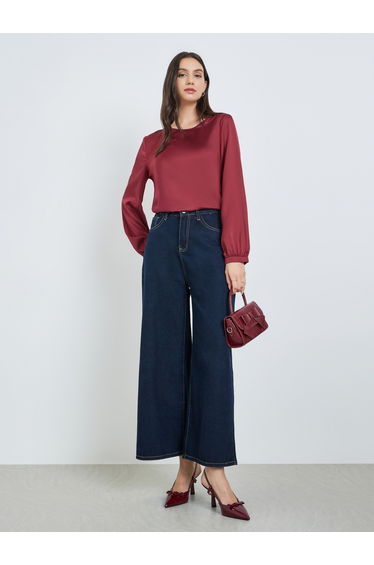 Burgundy Solid Long Sleeve Top