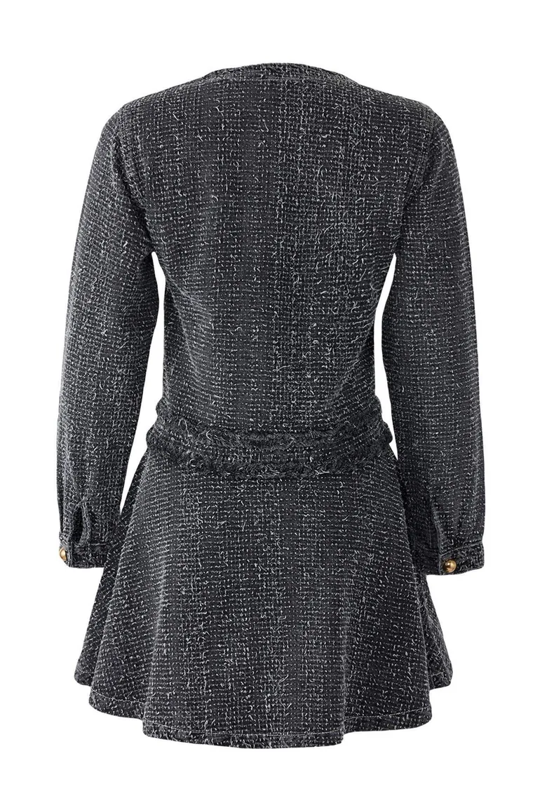 Gray Mini Pocket Detailed Denim Dress - 6