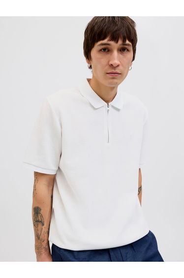 JJEaustiin Textured Knit Half Zip Polo