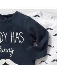 Pack of 3 Cotton Striped/Moustache/Slogan Print Sleepsuits, Birth-3 Yrs - 4