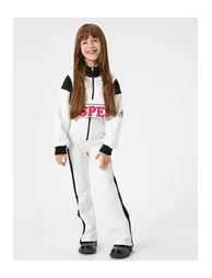 Sweatshirt High Collar Half Zipper Long Sleeve Printed Color Contrast - 4