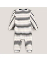 Striped All-in-One in Cotton Fleece - 1
