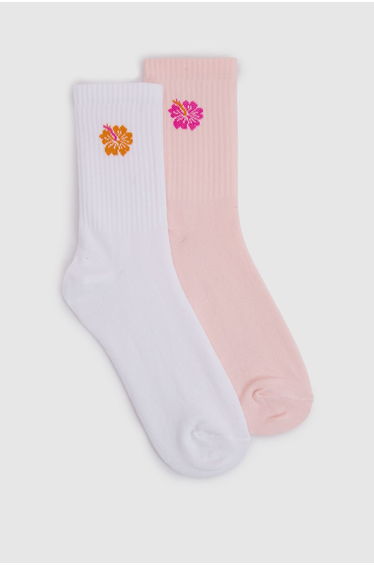 Orchid Detail Socks 2 Pack - pink