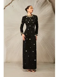 Lauryn Crystal Embellished Long Sleeve Maxi Dress