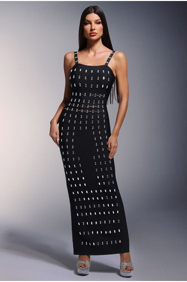 Naya Hollow Diamond Bandage Maxi Dress