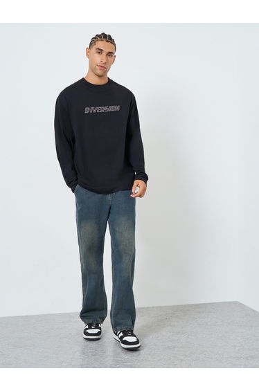 Men Black Graphic Print Oversized T-Shirt