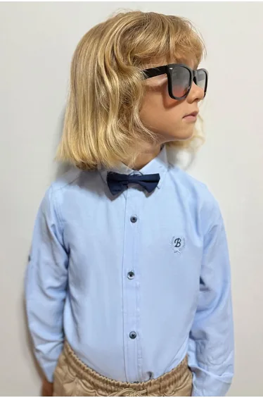 Boys' Shirt with Bow Tie, Light Blue