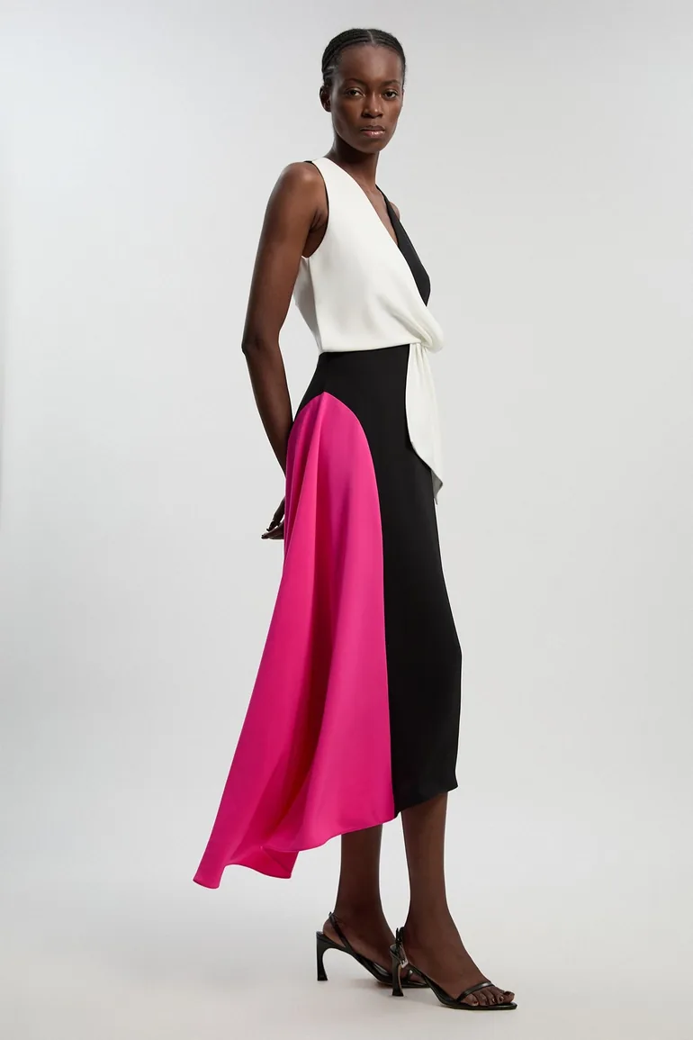 Soft Tailored Colour Block Detail Dress - 1