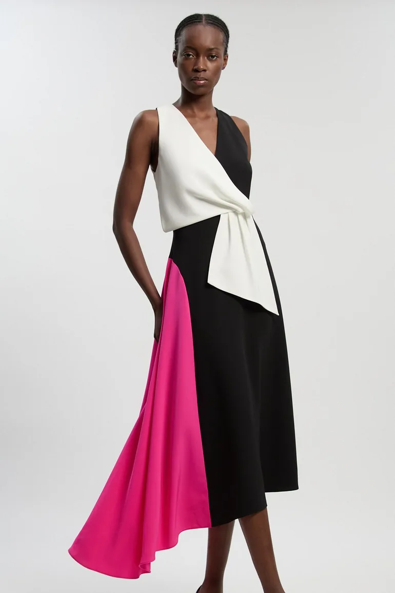 Soft Tailored Colour Block Detail Dress