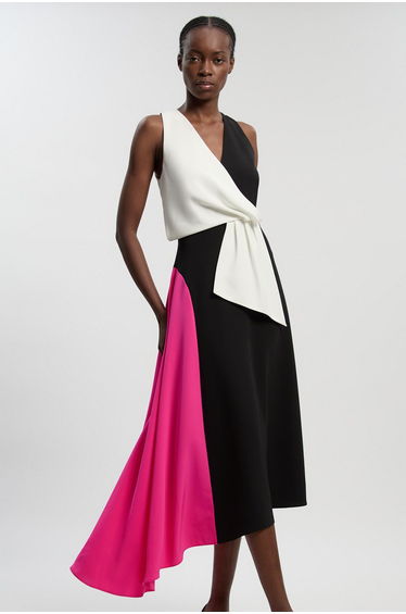 Soft Tailored Colour Block Detail Dress