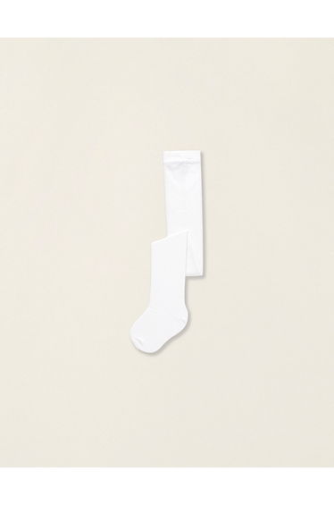 Cotton Anti-Pilling Tights for Babies, White