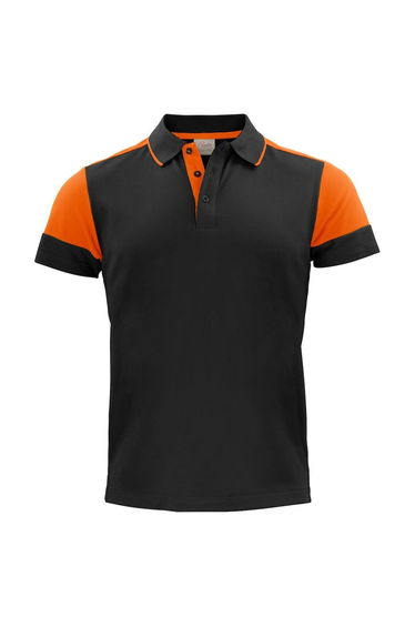 Printer Mens Prime Contrast Polo Shirt - Black/Orange