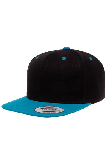 Yupoong Mens The Classic Premium Snapback 2-Tone Cap - Black/Teal