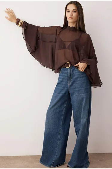 Dark Brown Woven Blouse