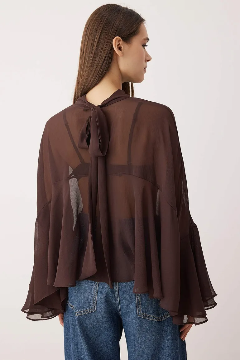 Dark Brown Woven Blouse - 3