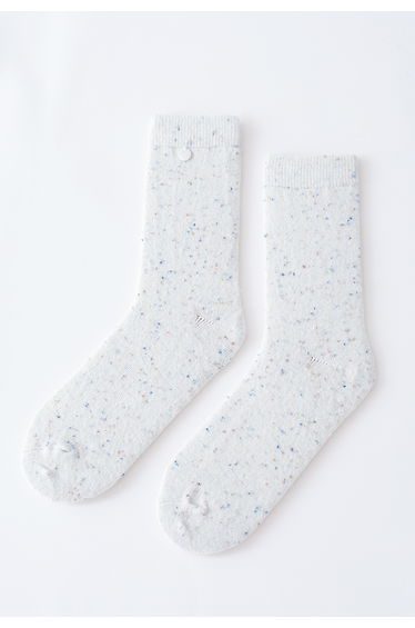 Mix Color Dots Wool-Blend Crew Socks in Cream