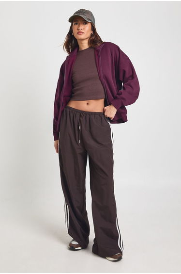 Zip Through Funnel Neck Oversized Sweatshirt - plum