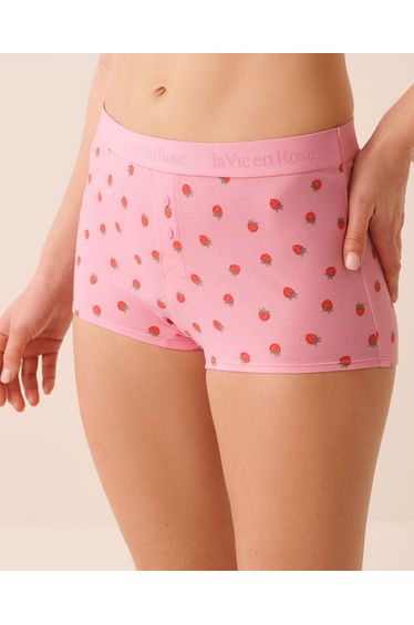 Cotton and Logo Elastic Band High Waist Boyshort Panty