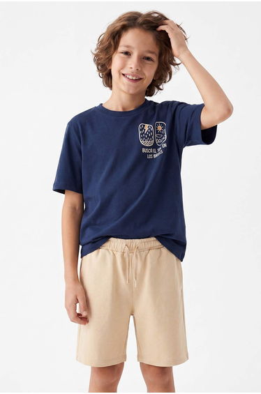 Indigo Plain Knitted Boys' Top and Bottom Set