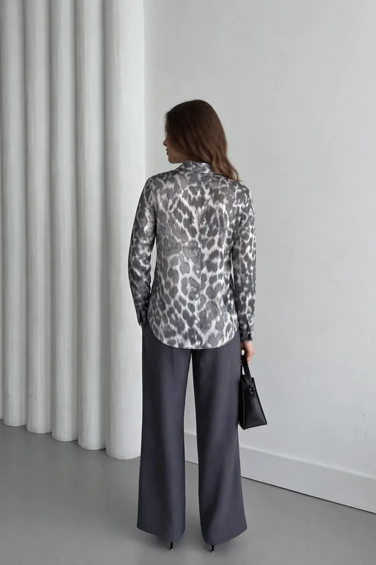 MY FASHION Leopard Print Button-Up Shirt - 1