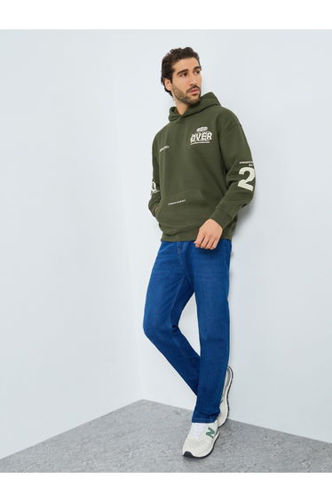 Oversize Graphic Printed Fleece Hoodie