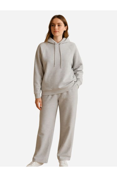 Grey Straight Leg Drawstring Joggers - Cotton Interlock