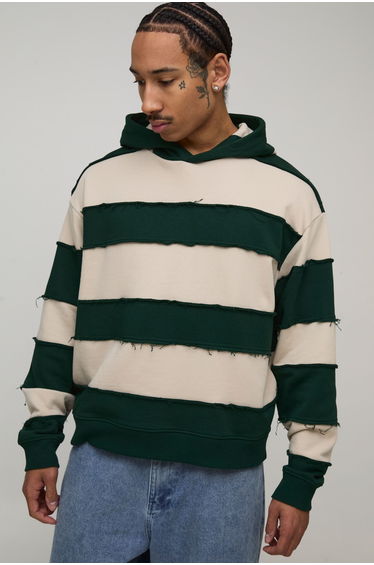 Oversized Boxy Distressed Hoodie - navy