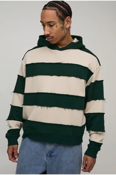 Oversized Boxy Distressed Hoodie - navy