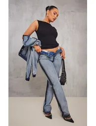 Black Cotton Boatneck Sleeveless Top - 2