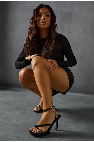 Diamante Strap Square Toe Heels