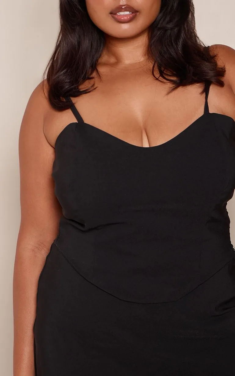 Plus Black Bengaline Corset Top - 3