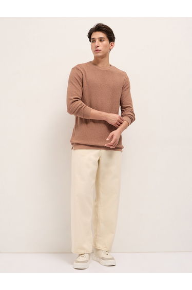 Men Pure Cotton Flat Knit Regular Fit T-Shirt