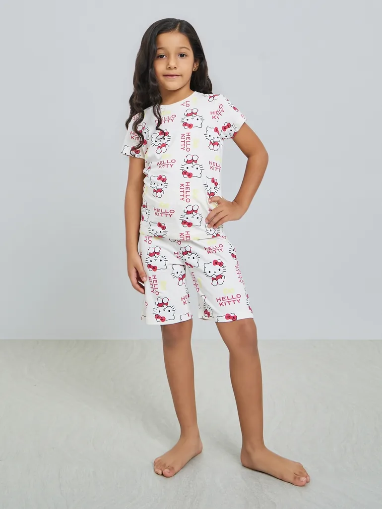 Girls Hello Kitty Cotton T-Shirt and Shorts Set