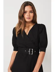 BYV London Black Belt Detail Dress - 2