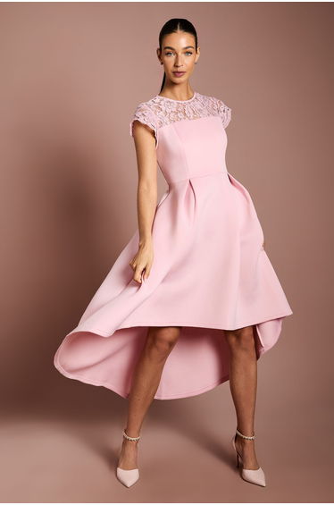 Lace Top Scuba Skirt Occasion Dress